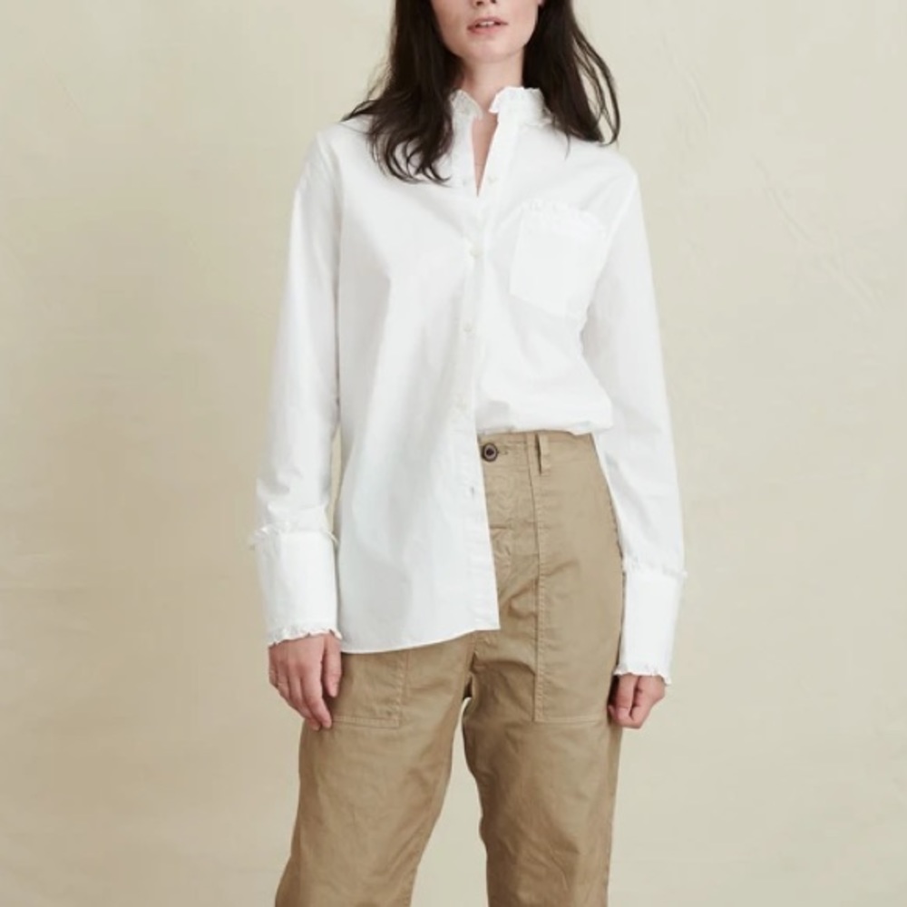 Alex Mill Ruffle Shirt in Paper Cotton White Sz S BCI Cotton long Sleeve Tunic